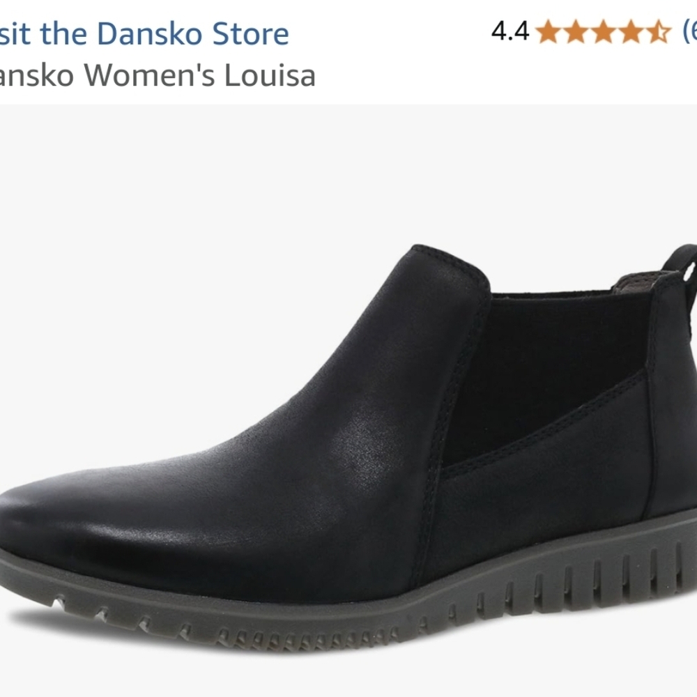 EUC Dansko Louisa Leather Slip On‎ Comfort Low Ankle Boot Women Size EU 38 Black